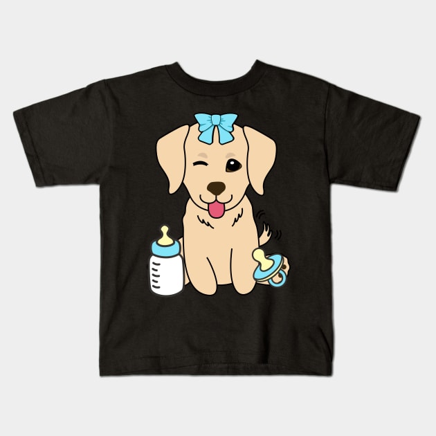 Cute golden retreiver is a baby Kids T-Shirt by Pet Station